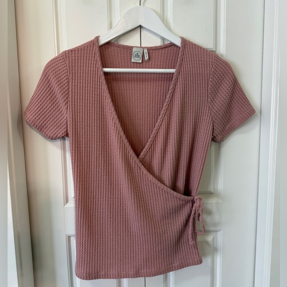 Paper Crane Dusty Mauve Wrap Top (Size M)